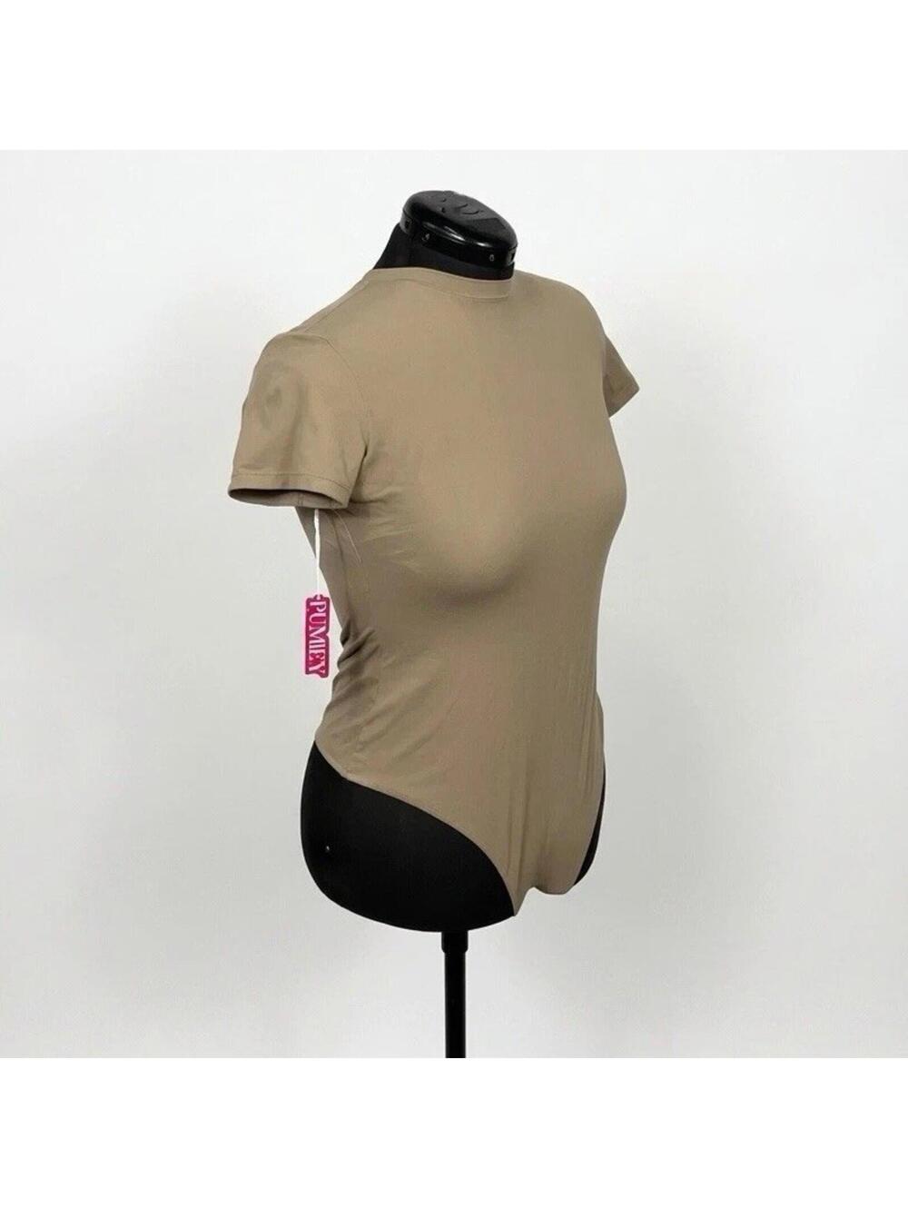 Pumiey Beige Short Sleeve Bodysuit (2XL)